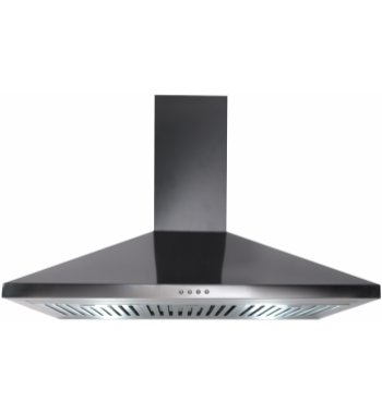 EUROMAID 900mm BLACK WALL CANOPY RANGEHOOD SS