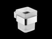 Square glass toothbrush holder s/steel