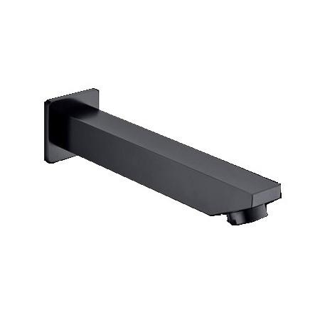 Square 160mm straight bath spout matt black