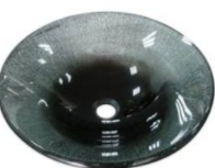 Silver & black round glass counter top basin