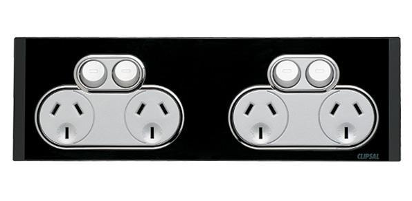 Clipsal Saturn 4gang 2x double power outlet black
