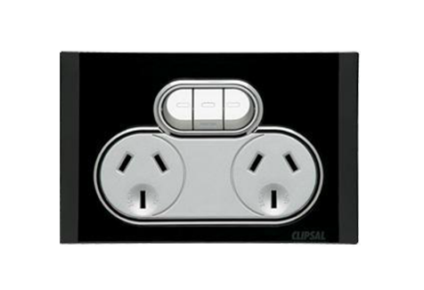 Clipsal Saturn GPO2X double power outlet black