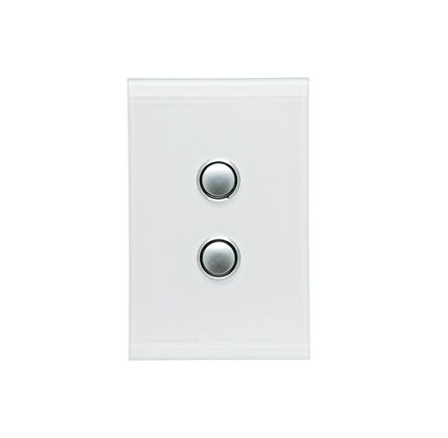 Clipsal Saturn switch 2gang LED PB Pure white