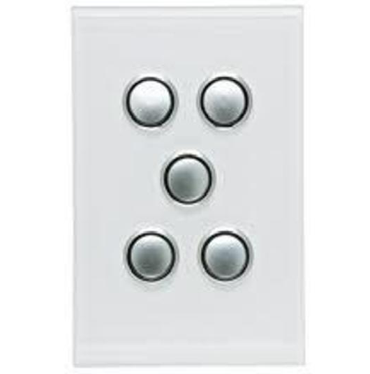 Clipsal Saturn switch 5gang PB LED Pure white