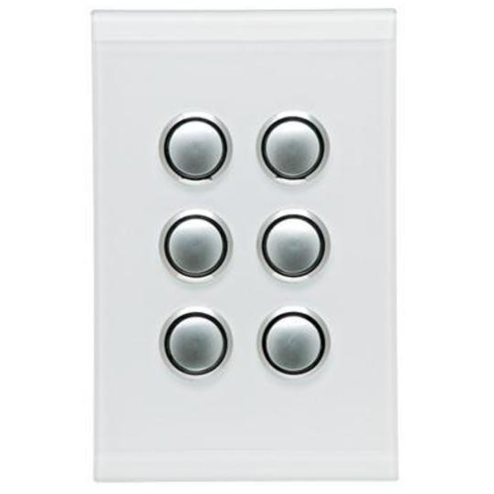 Clipsal Saturn switch 6gang PB LED Pure white