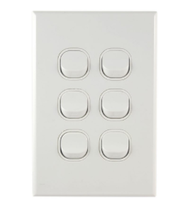 Light switch GEO 10A 6gang V white
