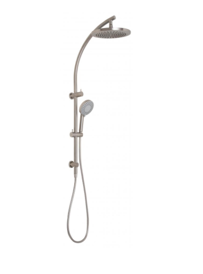 Vivid twin shower on rail brushed nickel