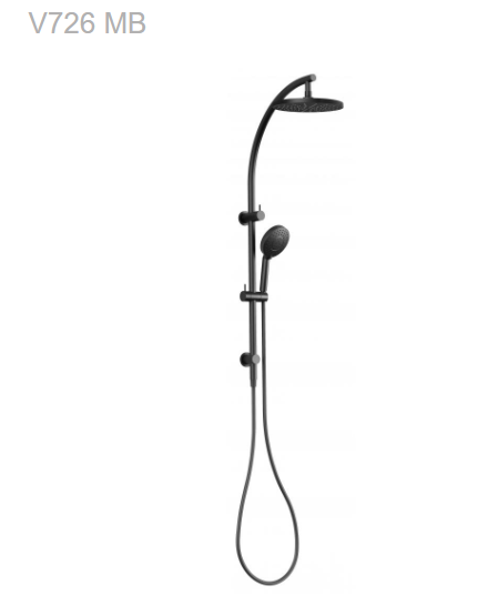 Vivid twin shower on rail matte black