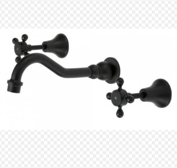 Lillian shepherds crook wall bath set matte black