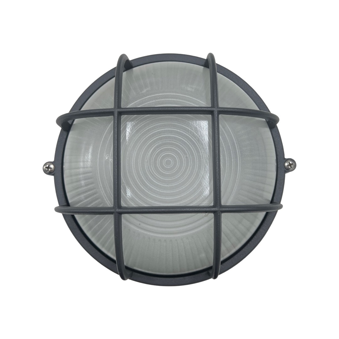 BUNKER Exterior Wall Light Round Grill Graphite
